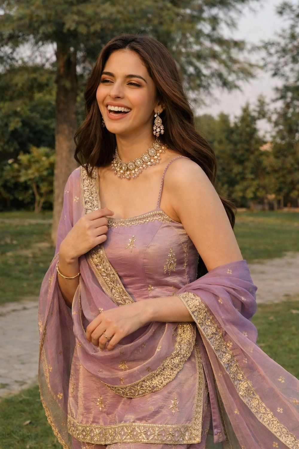 Image of ELIINDRA Embroidered Kurta, Sharara & Dupatta Set
