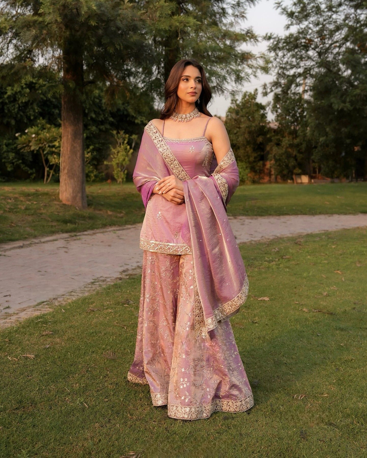 Image of ELIINDRA Embroidered Kurta, Sharara & Dupatta Set