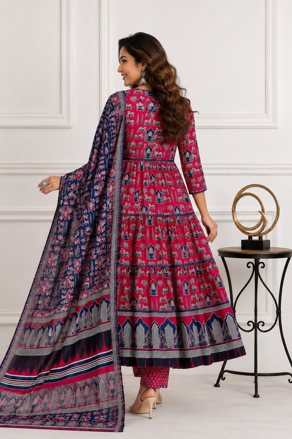 Image of ARMH LIFESTYLE Printed Kurta, Palazzo & Dupatta Set