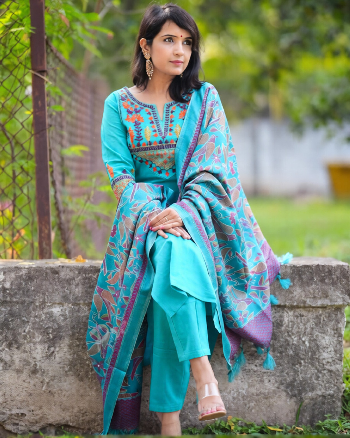 Image of SIMRAN FASHION Printed Kurta, Palazzo & Dupatta Set