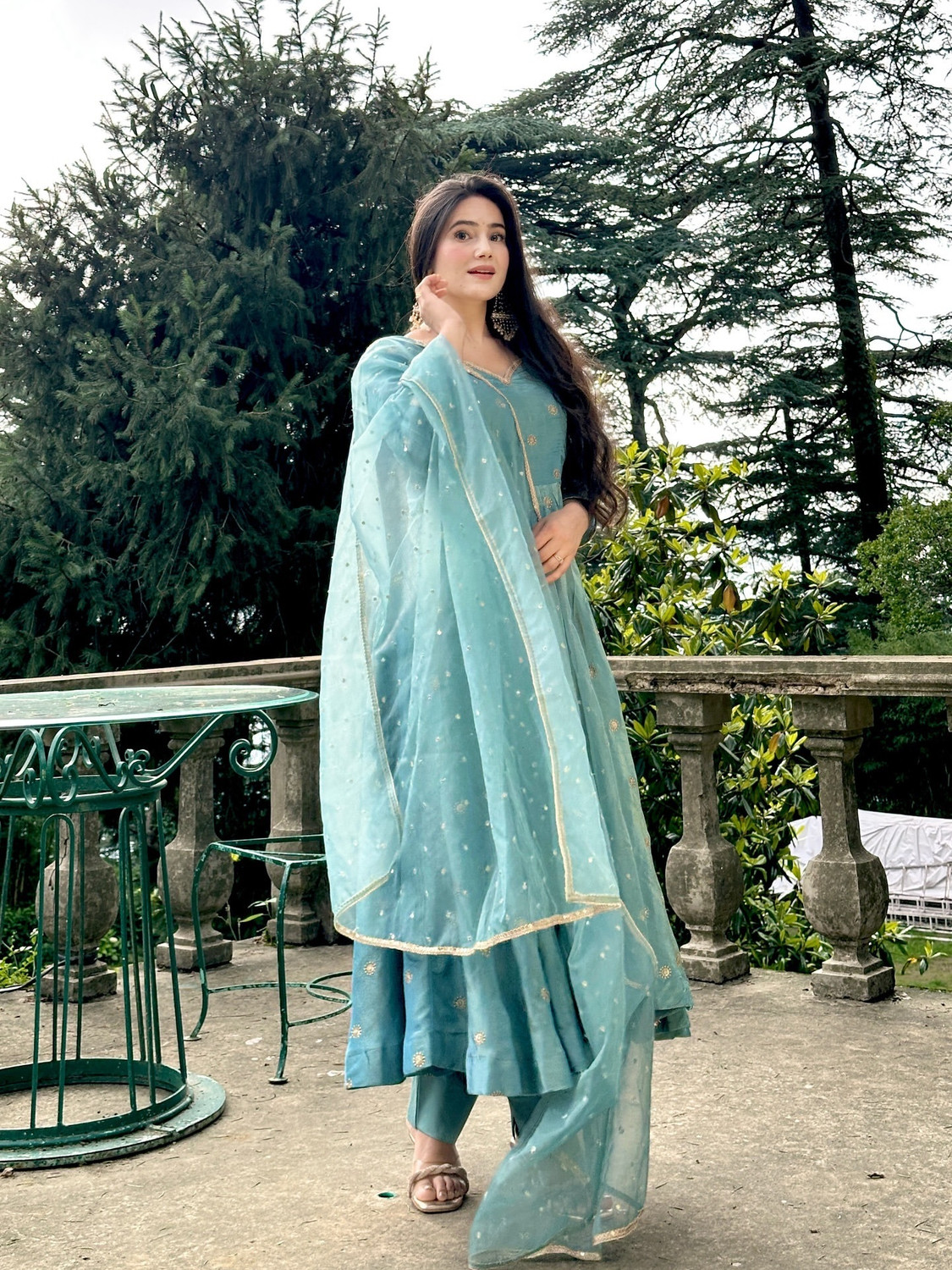 Image of Divastri Embroidered Anarkali Kurta, Bottom & Dupatta Set