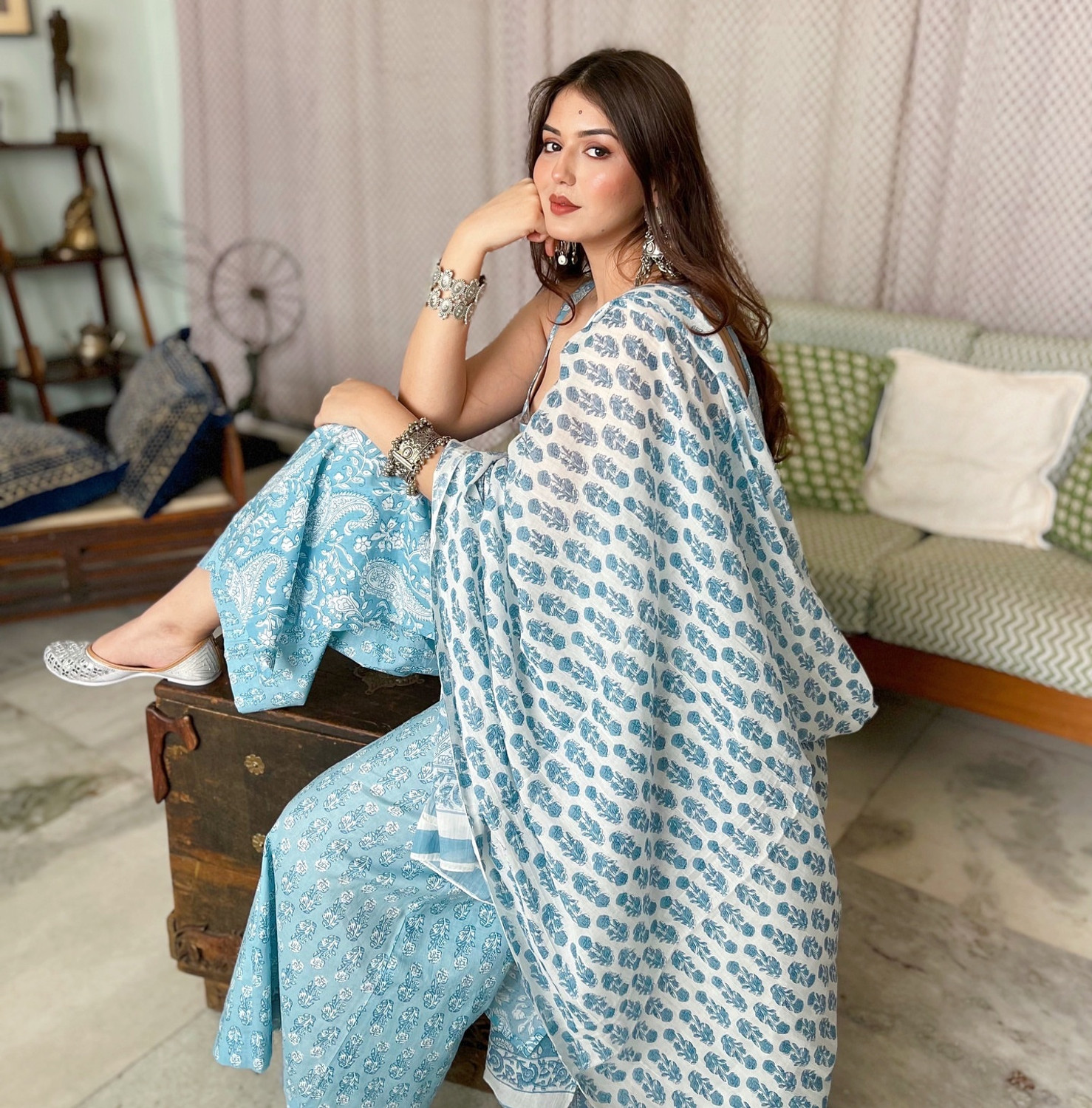 Image of Wasma Fashion Women Kurta Palazzo Dupatta Set