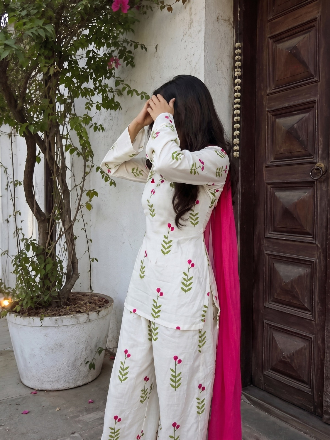 Image of Jems World Women Khadi Cotton Kurta Patiala Dupatta Set