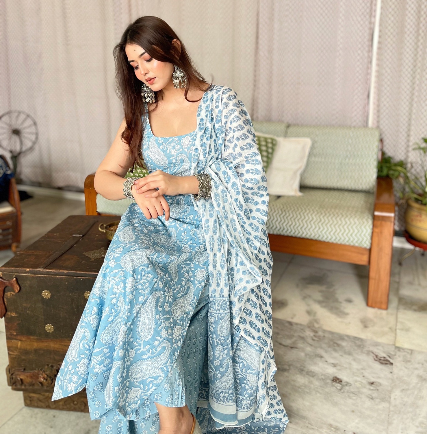 Image of Wasma Fashion Women Kurta Palazzo Dupatta Set