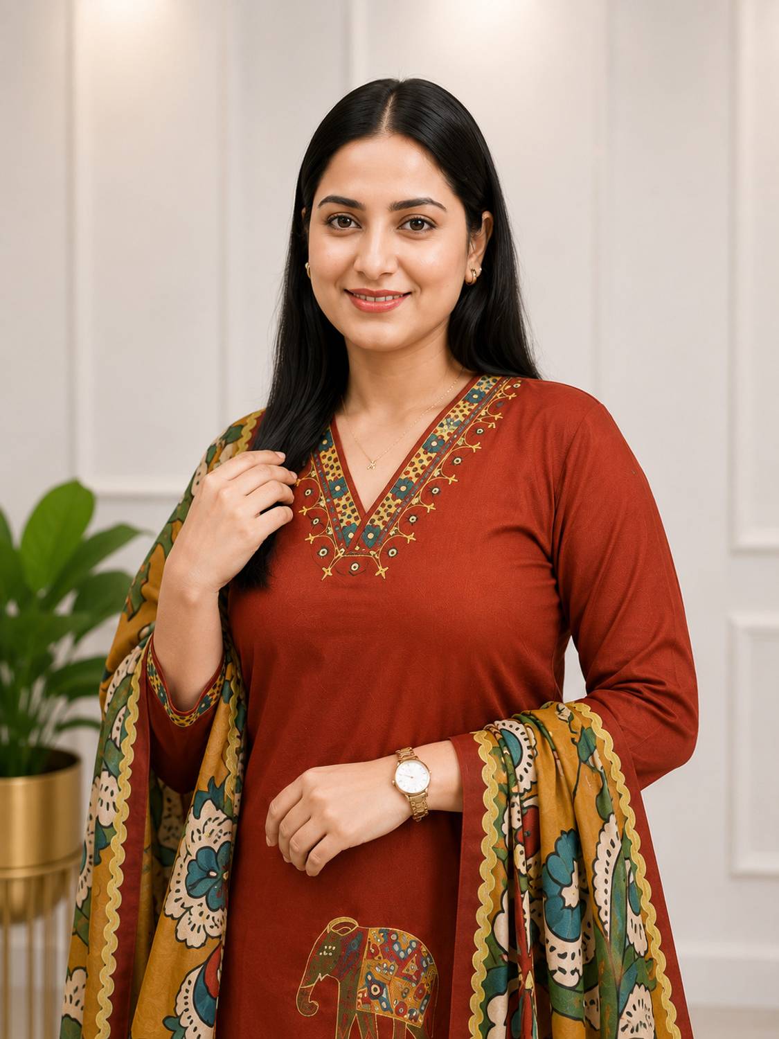 PILUDI Printed Kurta, Trouser & Dupatta Set - Image 2