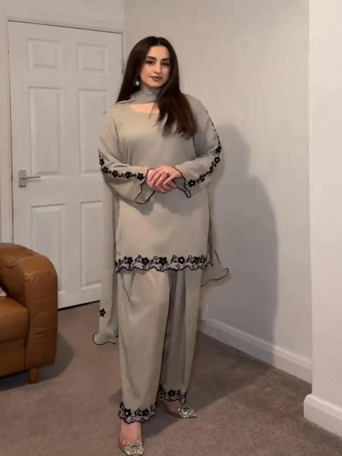 Image of KHODAL BOUTIQUES Embroidered Kurta, Patiala & Dupatta Set