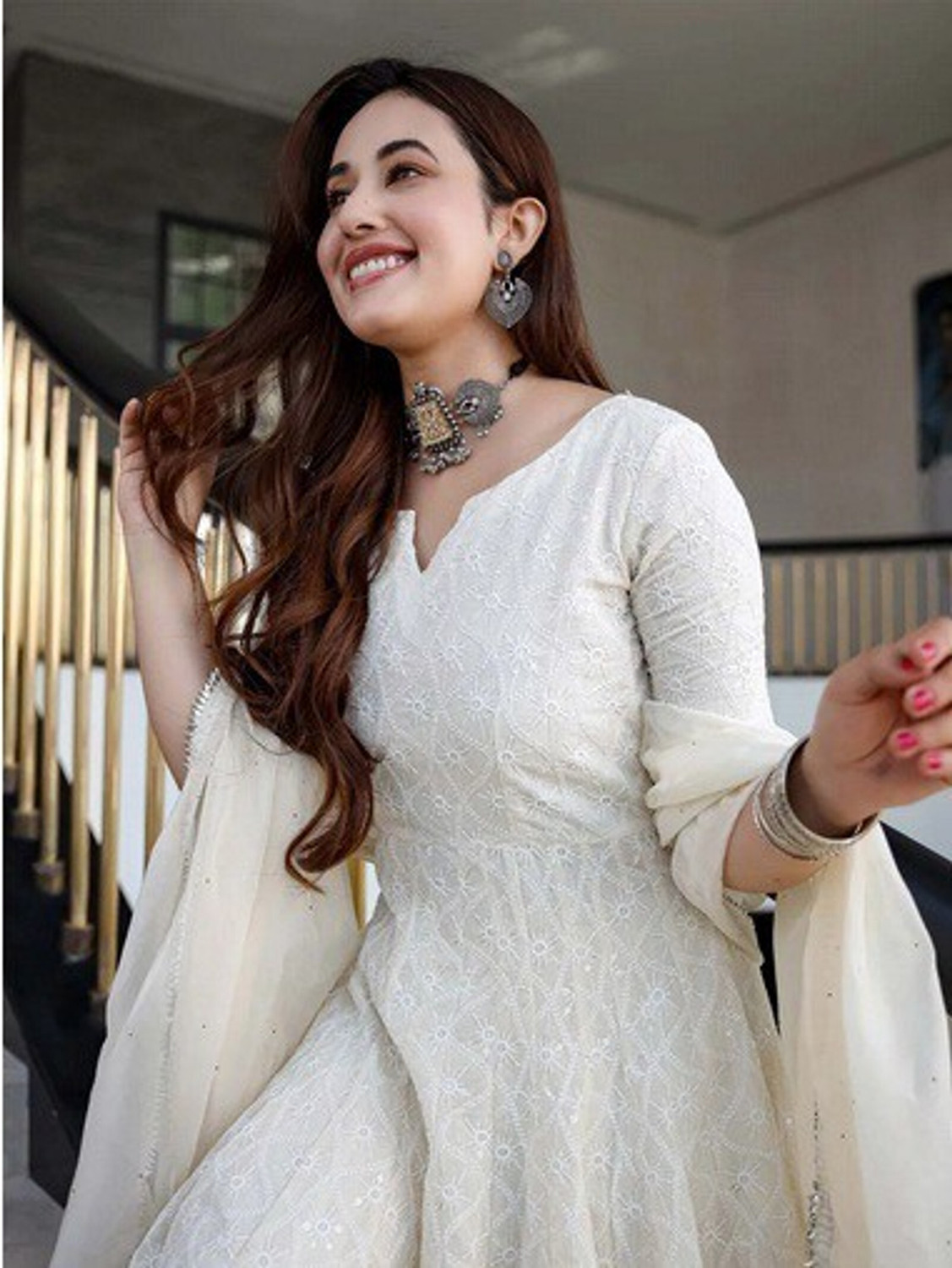 Image of STYLISH CREATION Embroidered Anarkali Kurta, Bottom & Dupatta Set