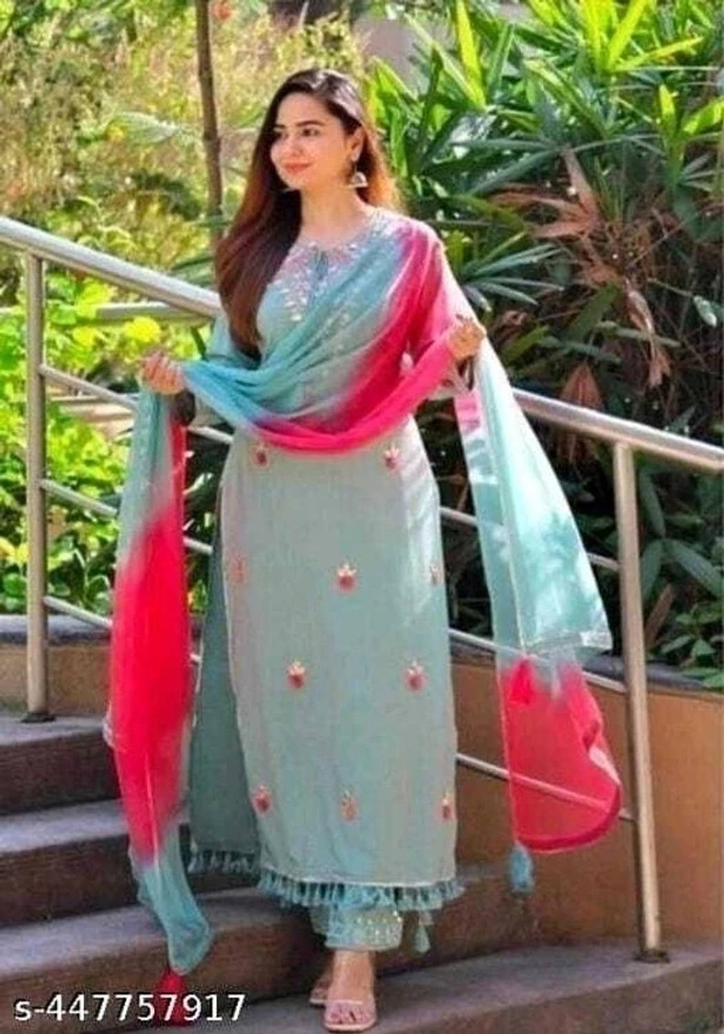Ajantatextile Embroidered, Printed Kurta, Trouser/Pant & Dupatta Set