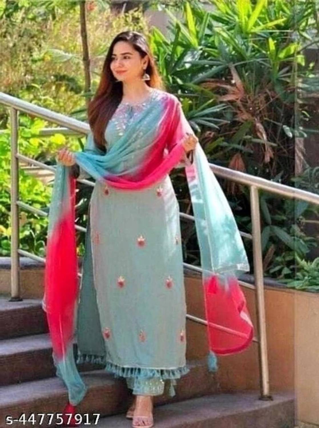 Ajantatextile Embroidered Kurta, Trouser/Pant & Dupatta Set