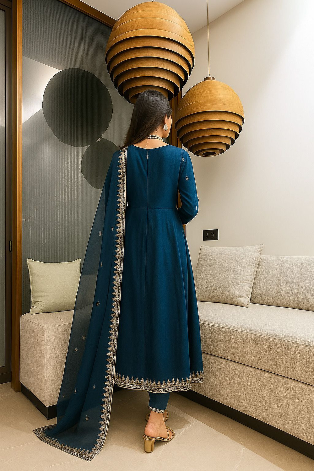 Image of freshbook Embroidered Kurta, Salwar & Dupatta Set