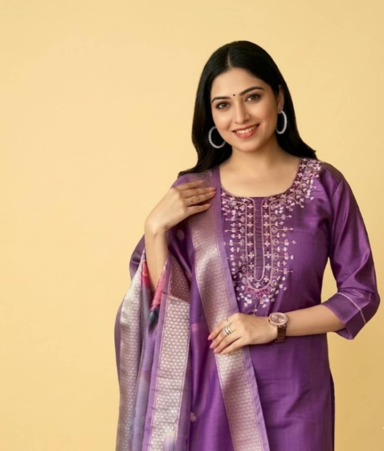 Ajantatextile Embroidered, Printed Kurta, Trouser/Pant & Dupatta Set