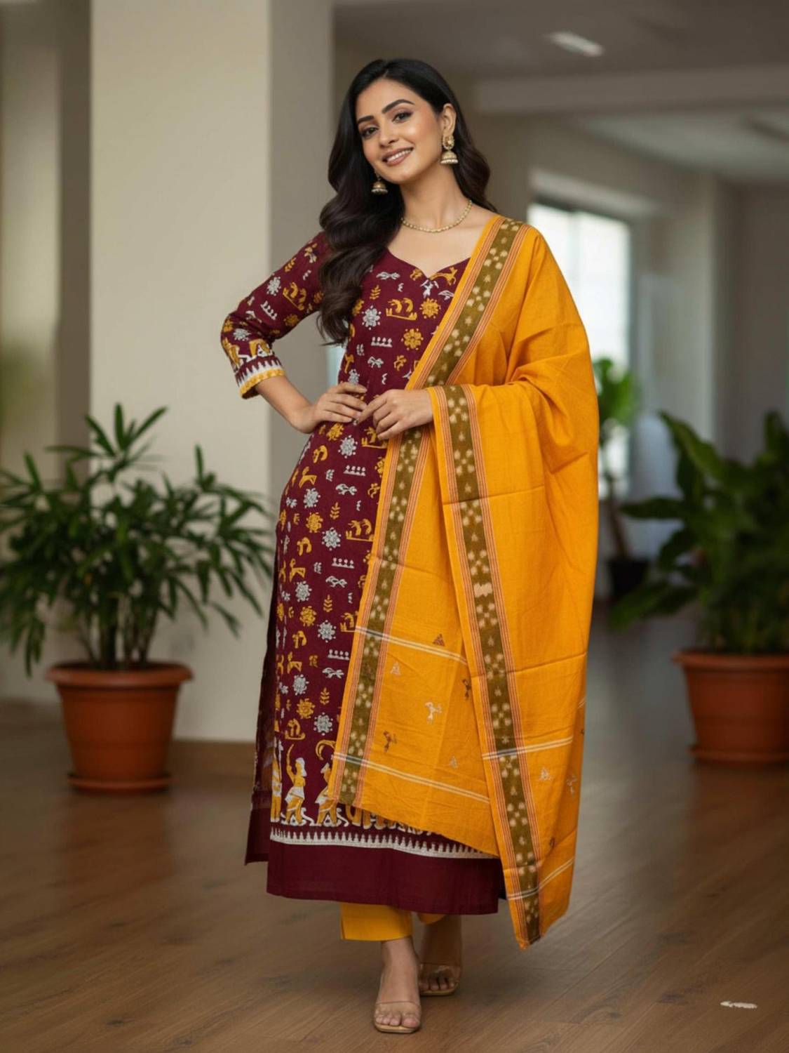 blimzone Self Design Kurta, Trouser/Pant & Dupatta Set