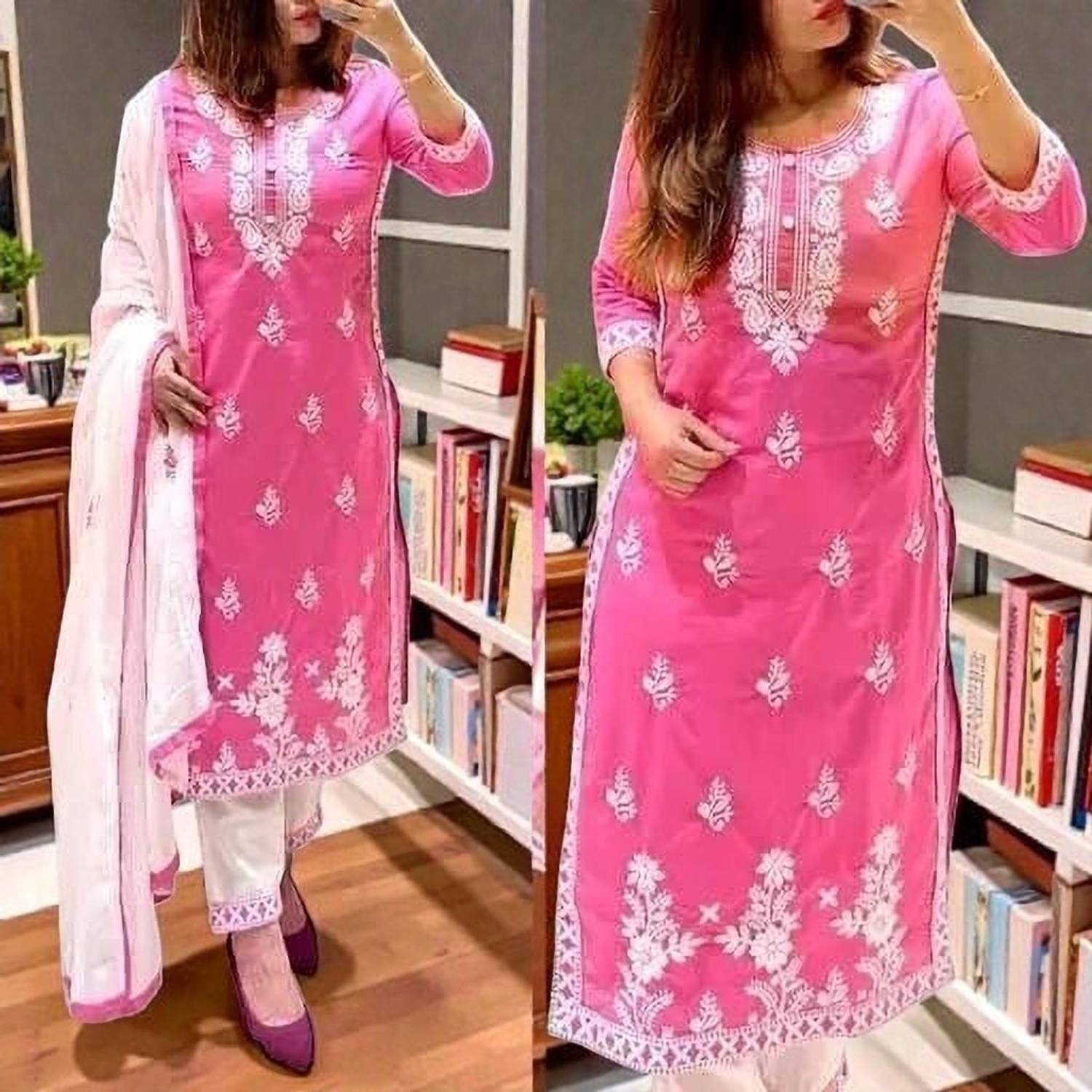 Pihu Embroidered Kurta, Salwar & Dupatta Set - Image 3