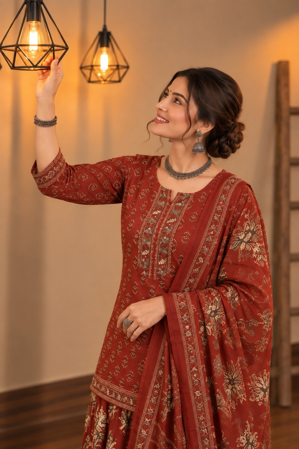 Image of Jaipuri House Printed Kurta, Salwar & Dupatta Set