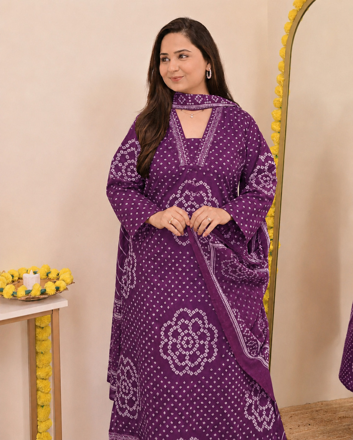Image of KBZ Printed Kurta, Palazzo & Dupatta Set