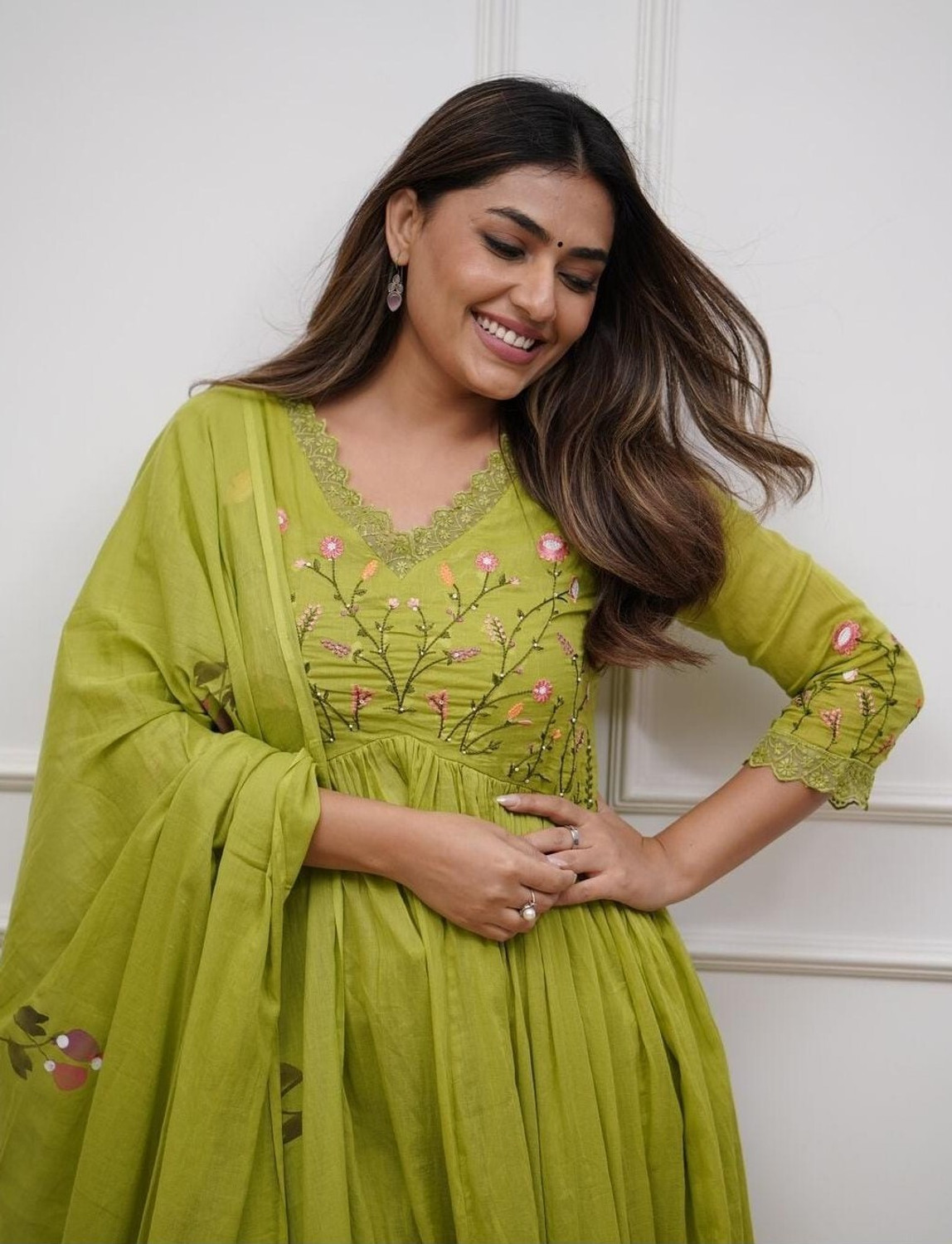 Image of SSART Embroidered Anarkali Kurta, Bottom & Dupatta Set