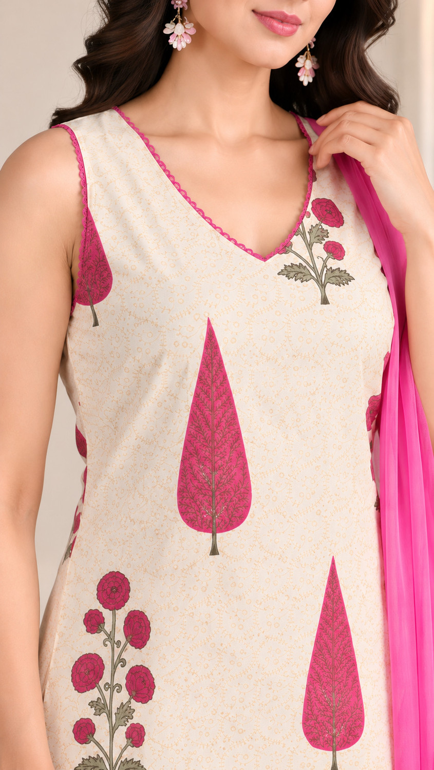 Image of KANIYANSH CREATION Floral Print Kurta, Trouser /Pant & Dupatta Set