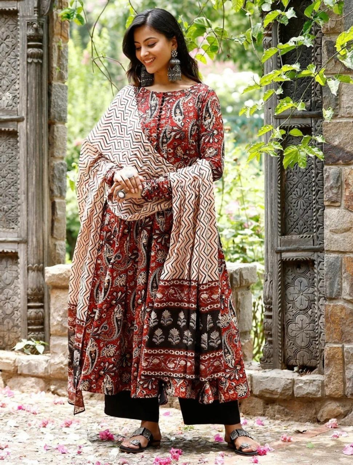 Image of JODAA Women Kurta Palazzo Dupatta Set
