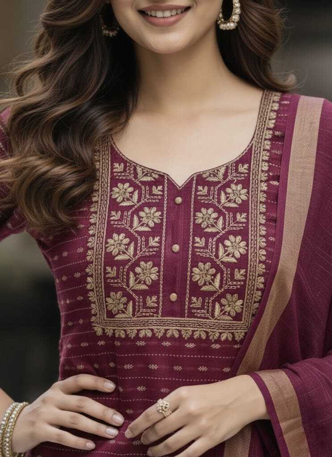 Image of Shefair Embroidered Kurta, Trouser /Pant & Dupatta Set
