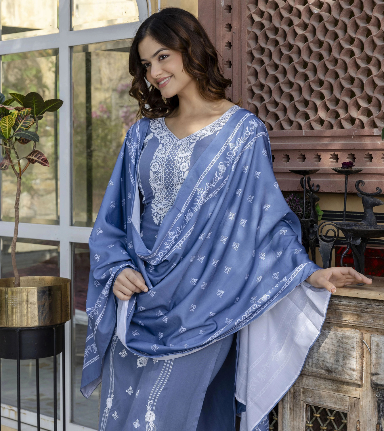 Image of Trendz Tycoon Embroidered Kurta, Salwar & Dupatta Set