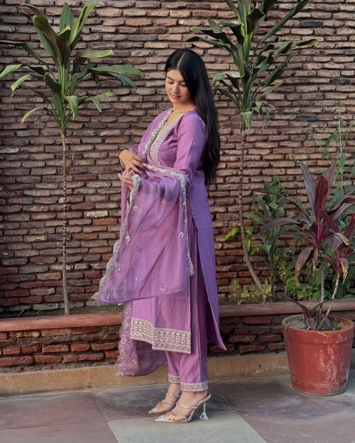 Image of KACHIBA Embroidered Kurta, Trouser /Pant & Dupatta Set