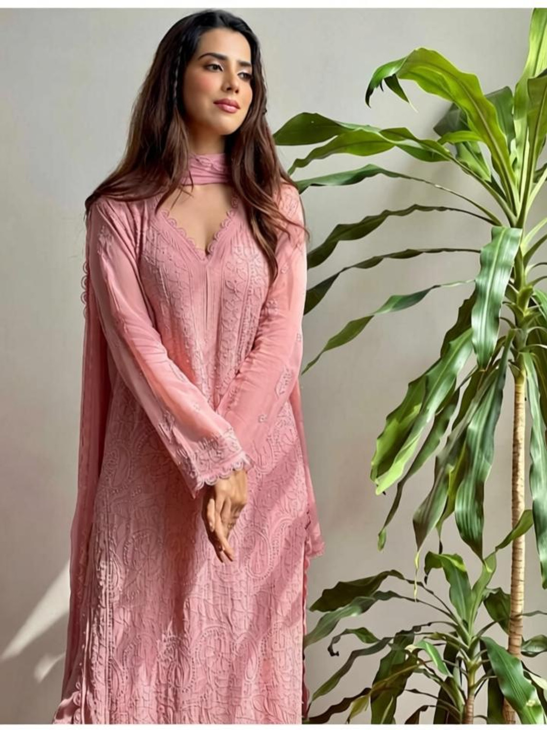 khodal Embroidered Kurta, Palazzo & Dupatta Set