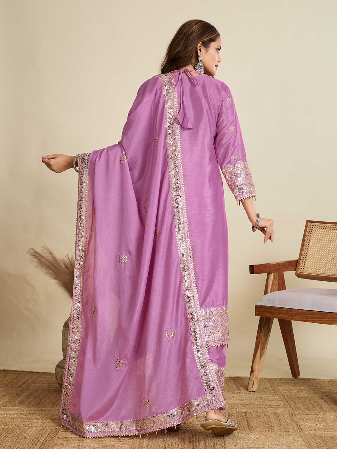 Image of Primesky Embellished Kurta, Trouser /Pant & Dupatta Set
