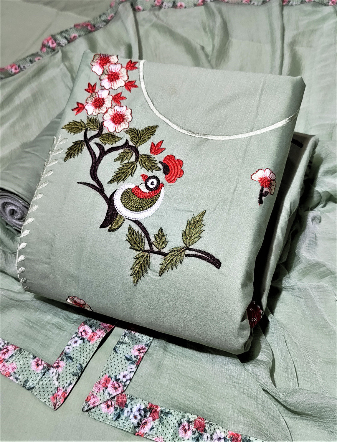 Image of NANDUVIKA Cotton Blend Embroidered Salwar Suit Material