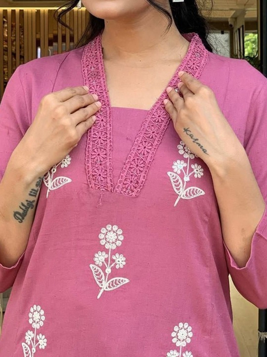 Image of Dholiwal Fashion Embroidered Kurta, Palazzo & Dupatta Set