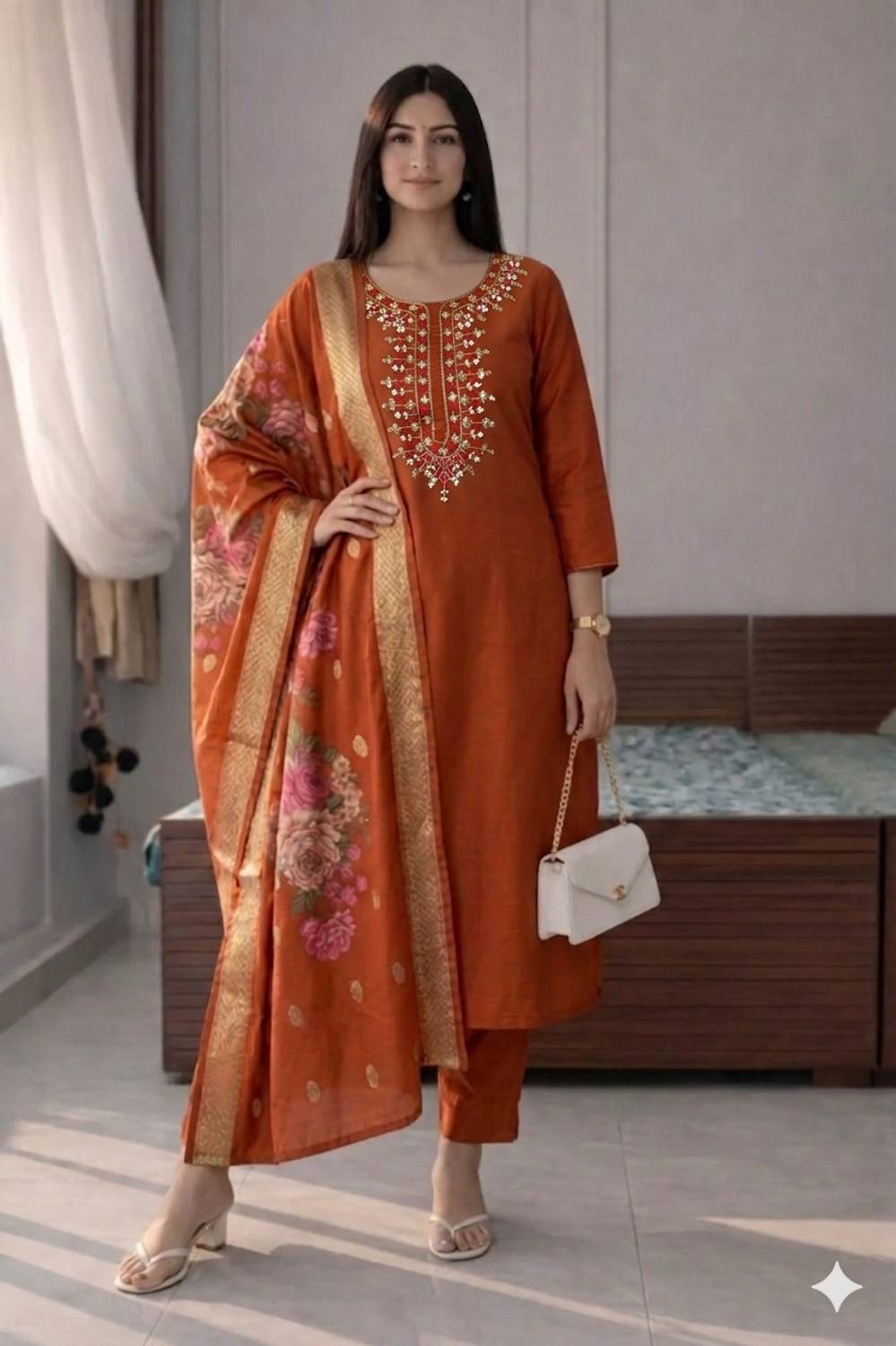 BALAAD CREATION Embroidered Kurta, Trouser/Pant & Dupatta Set