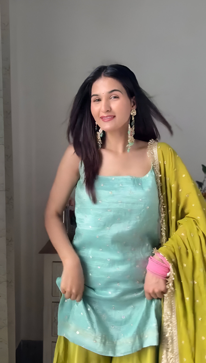 Image of ELIINDRA Embroidered Kurta, Palazzo & Dupatta Set