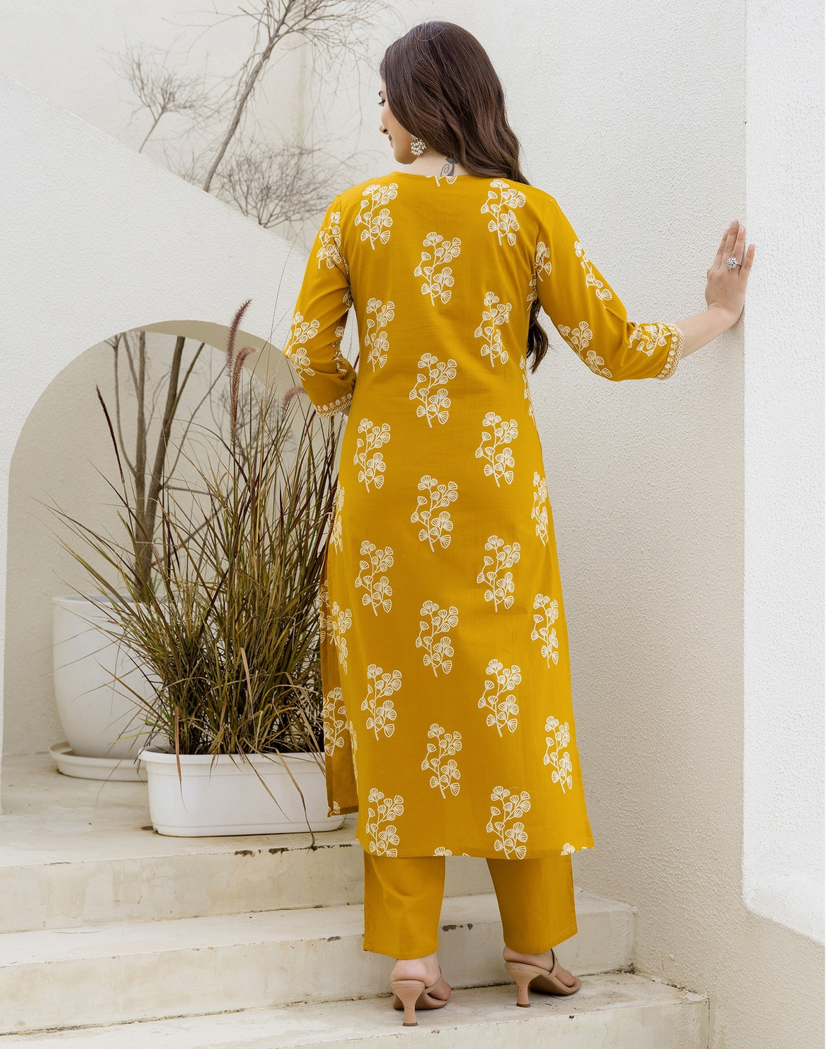 Image of Skylee Embroidered, Embellished Kurta, Trouser /Pant & Dupatta Set