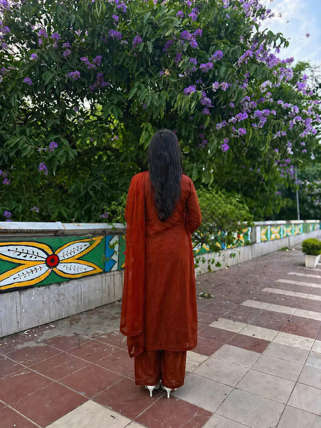 Image of Shanaya Embroidered Kurta, Palazzo & Dupatta Set