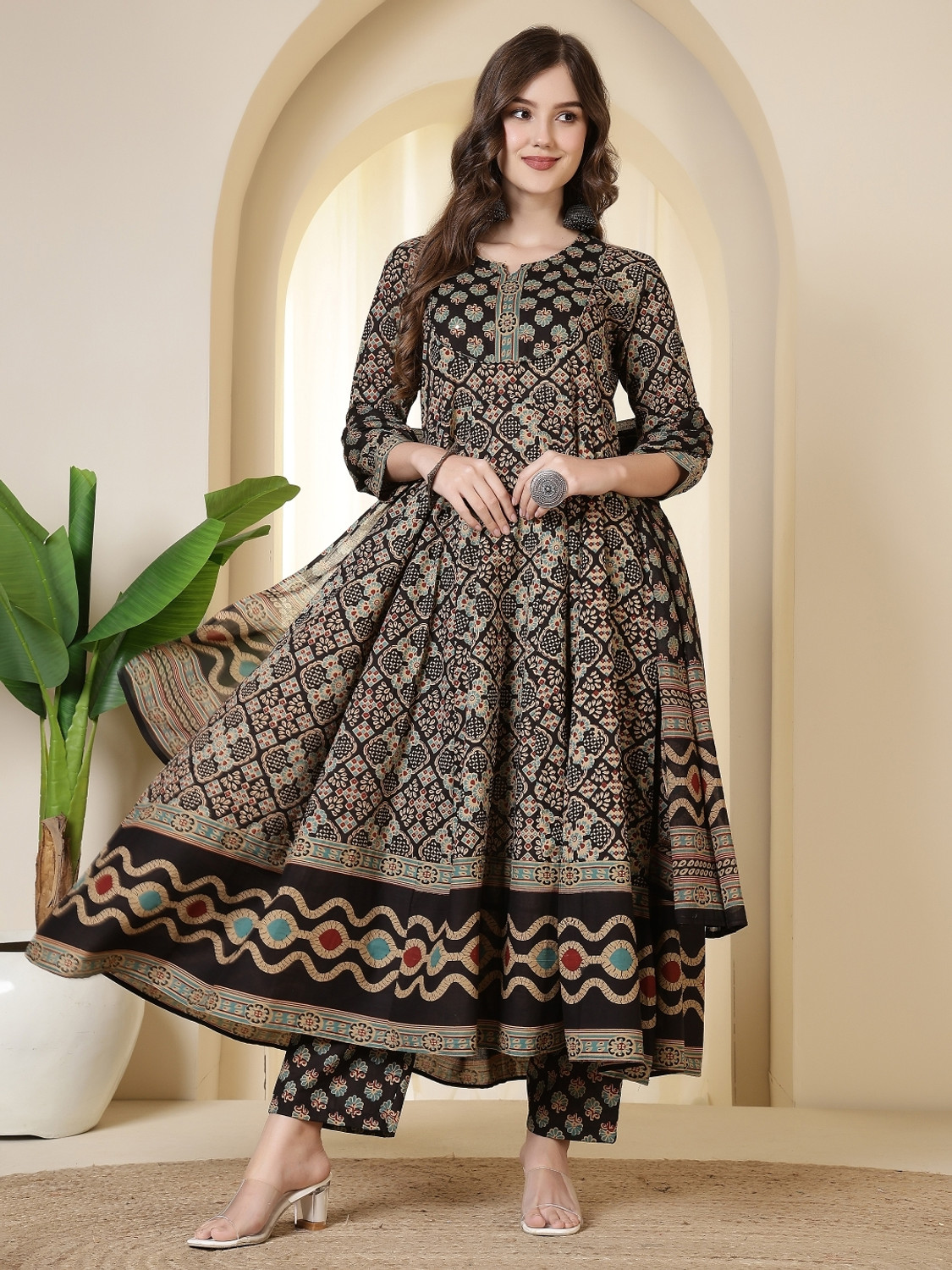 KALPHEM Printed Kurta, Palazzo & Dupatta Set