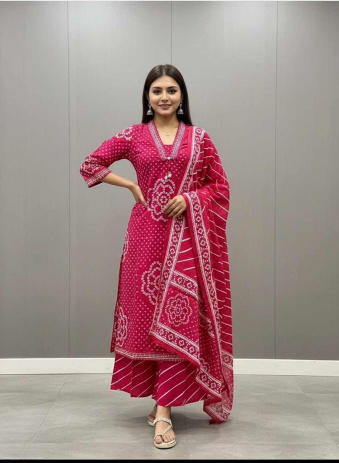 Image of Attire Aura Printed Kurta, Salwar & Dupatta Set