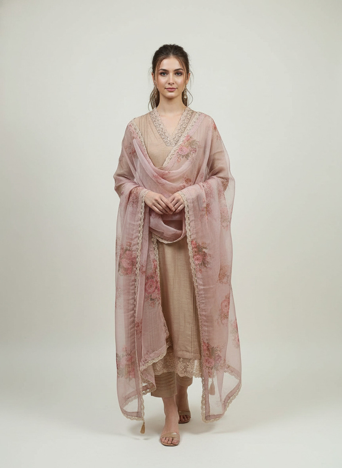 Image of Dayaachi Embroidered Kurta, Trouser /Pant & Dupatta Set
