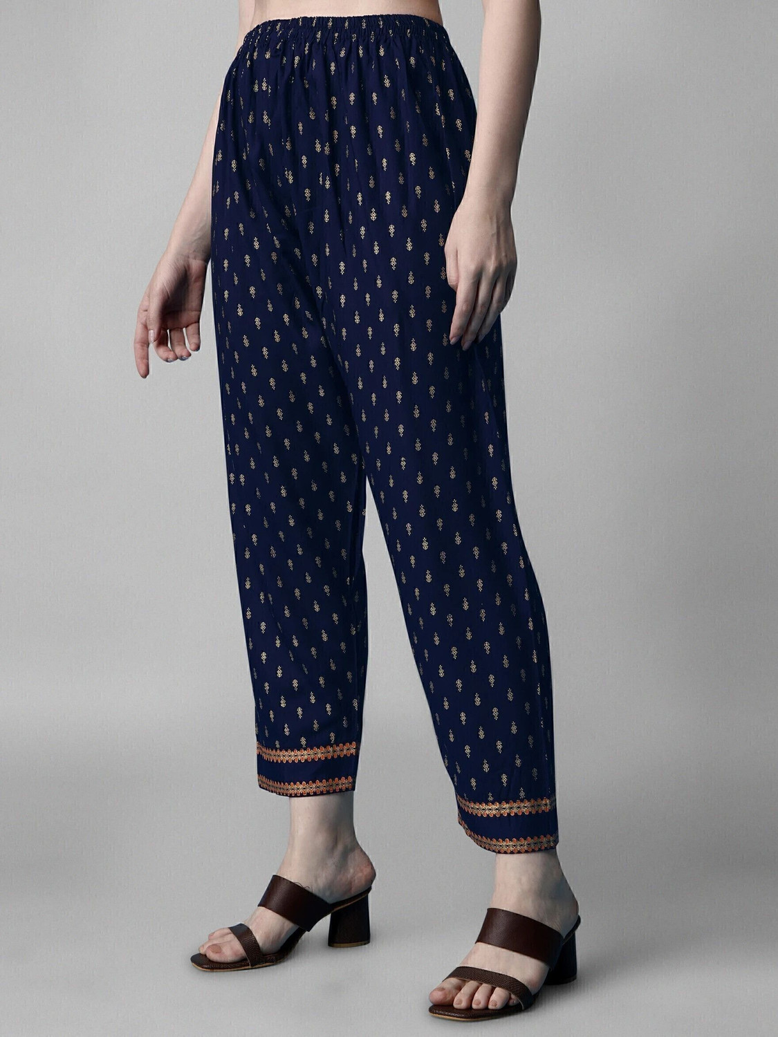Image of Queens Fab Printed, Embroidered Anarkali Kurta, Bottom & Dupatta Set