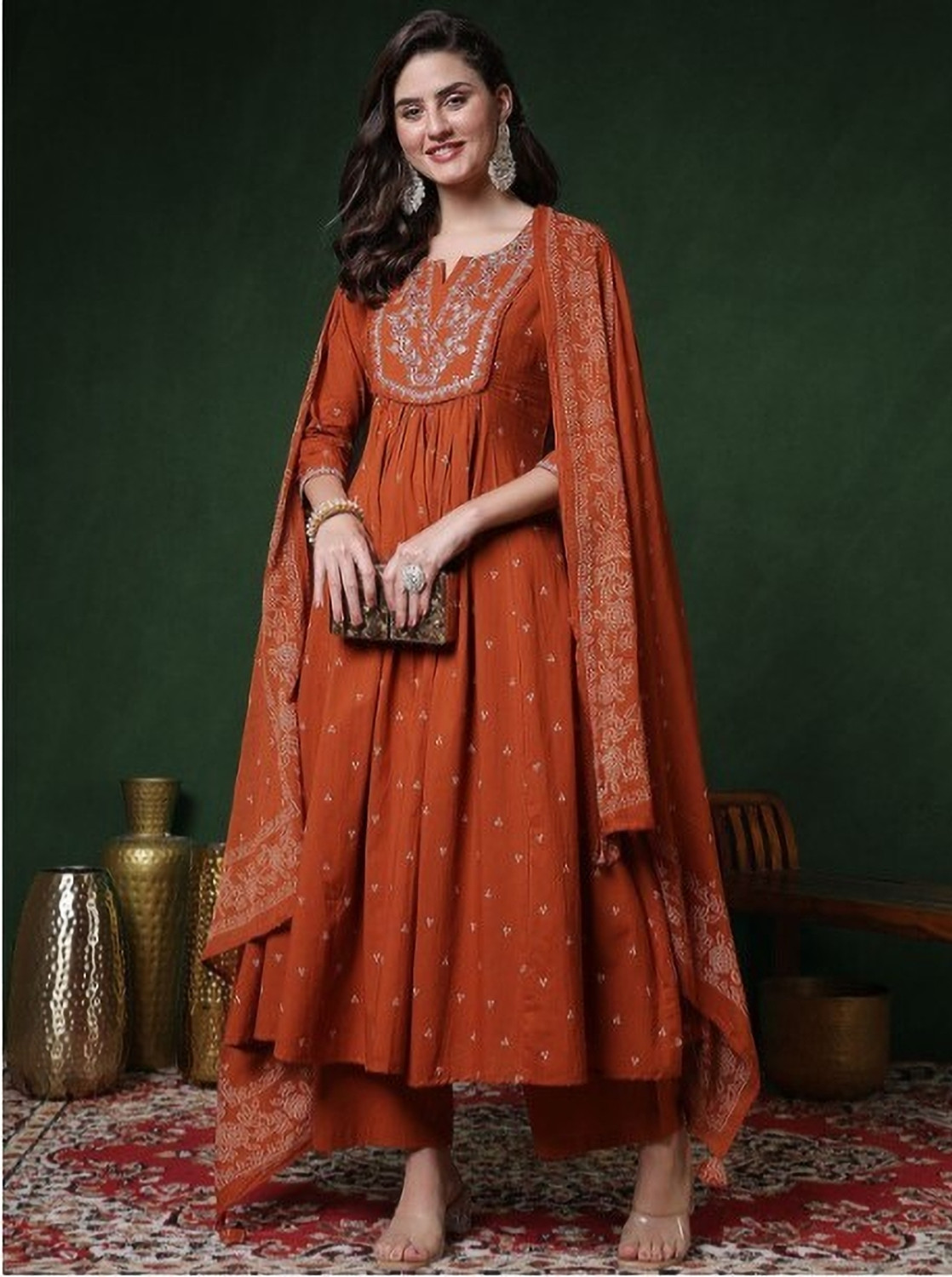 Image of Koteshwar Embroidered Kurta, Salwar & Dupatta Set