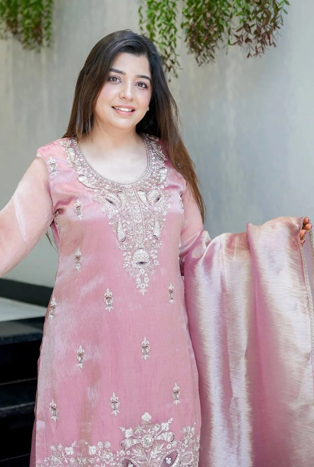 Image of ZONFAB Embroidered Kurta, Sharara & Dupatta Set