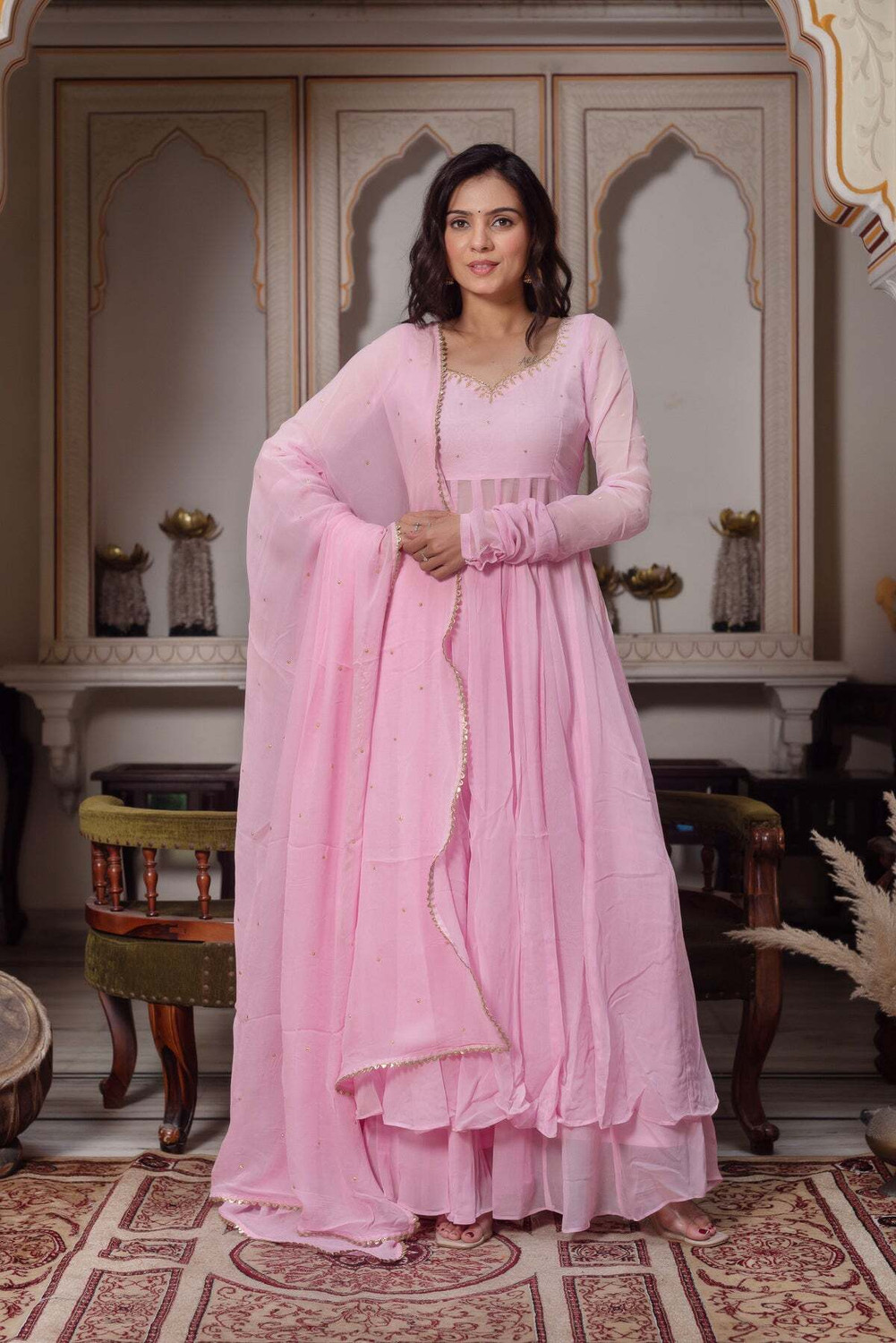 Image of Maa Khodiyar Fab Women Kurta Palazzo Dupatta Set