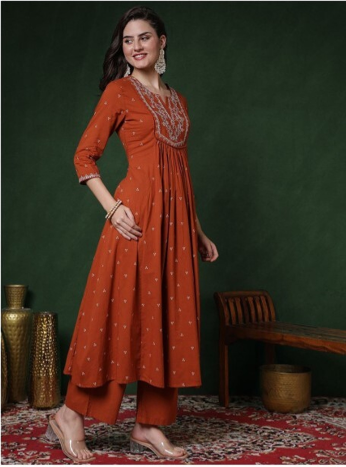 Image of Koteshwar Embroidered Kurta, Salwar & Dupatta Set