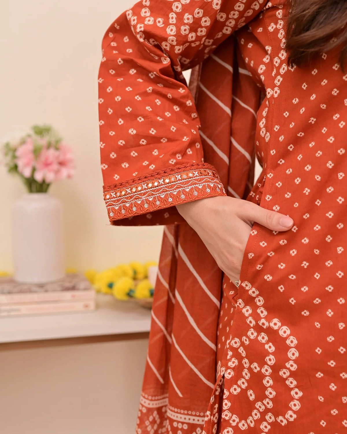 Image of BNA BNAYA Printed Kurta, Trouser /Pant & Dupatta Set