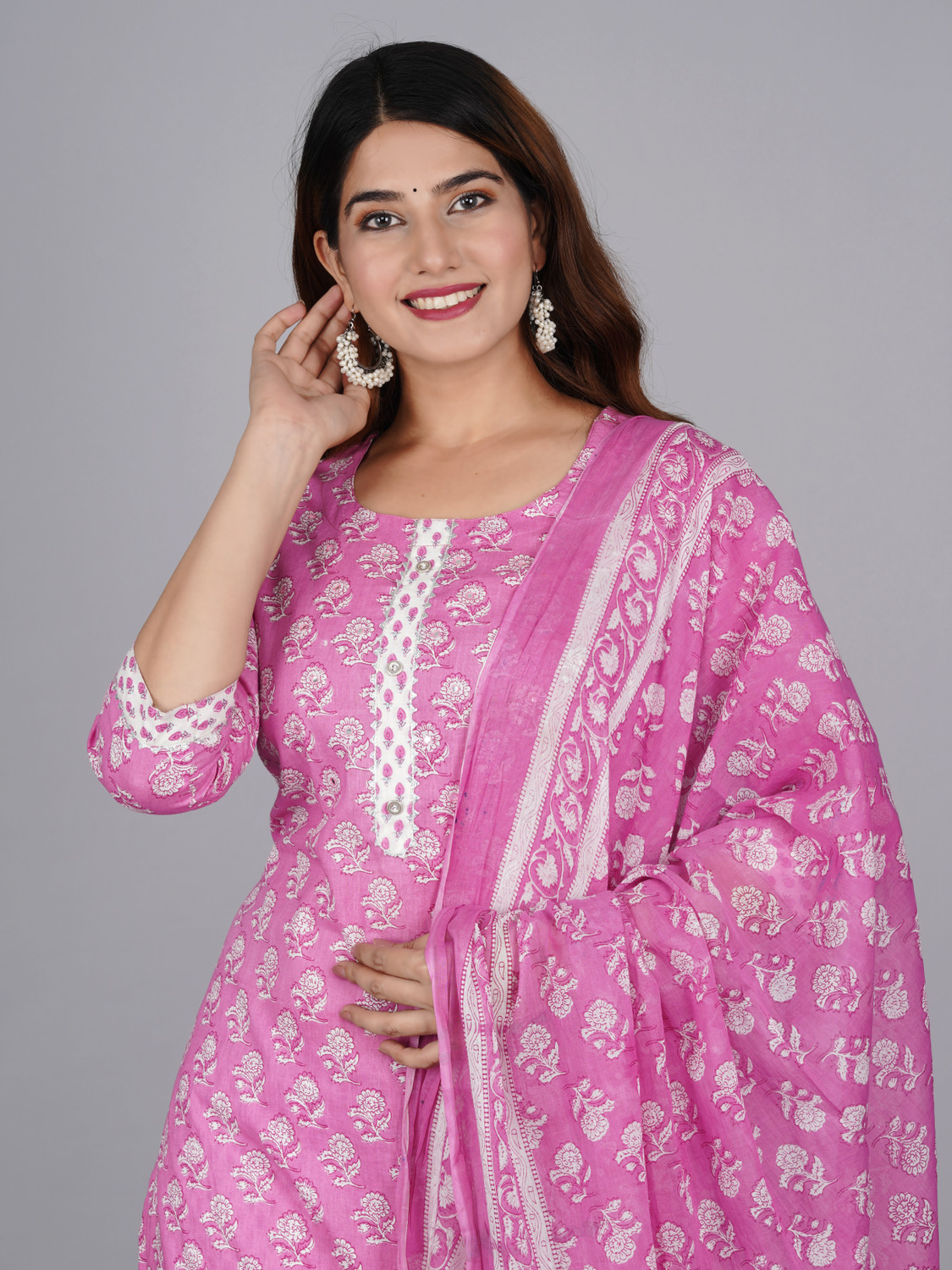 Image of Mishree collection Printed Kurta, Trouser /Pant & Dupatta Set