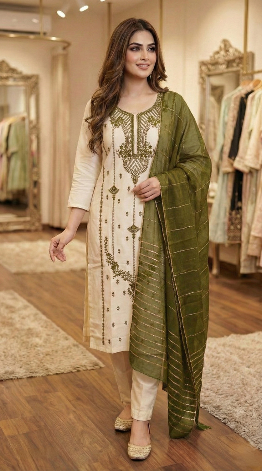 Image of EVANORA Women Kurta Pant Dupatta Set