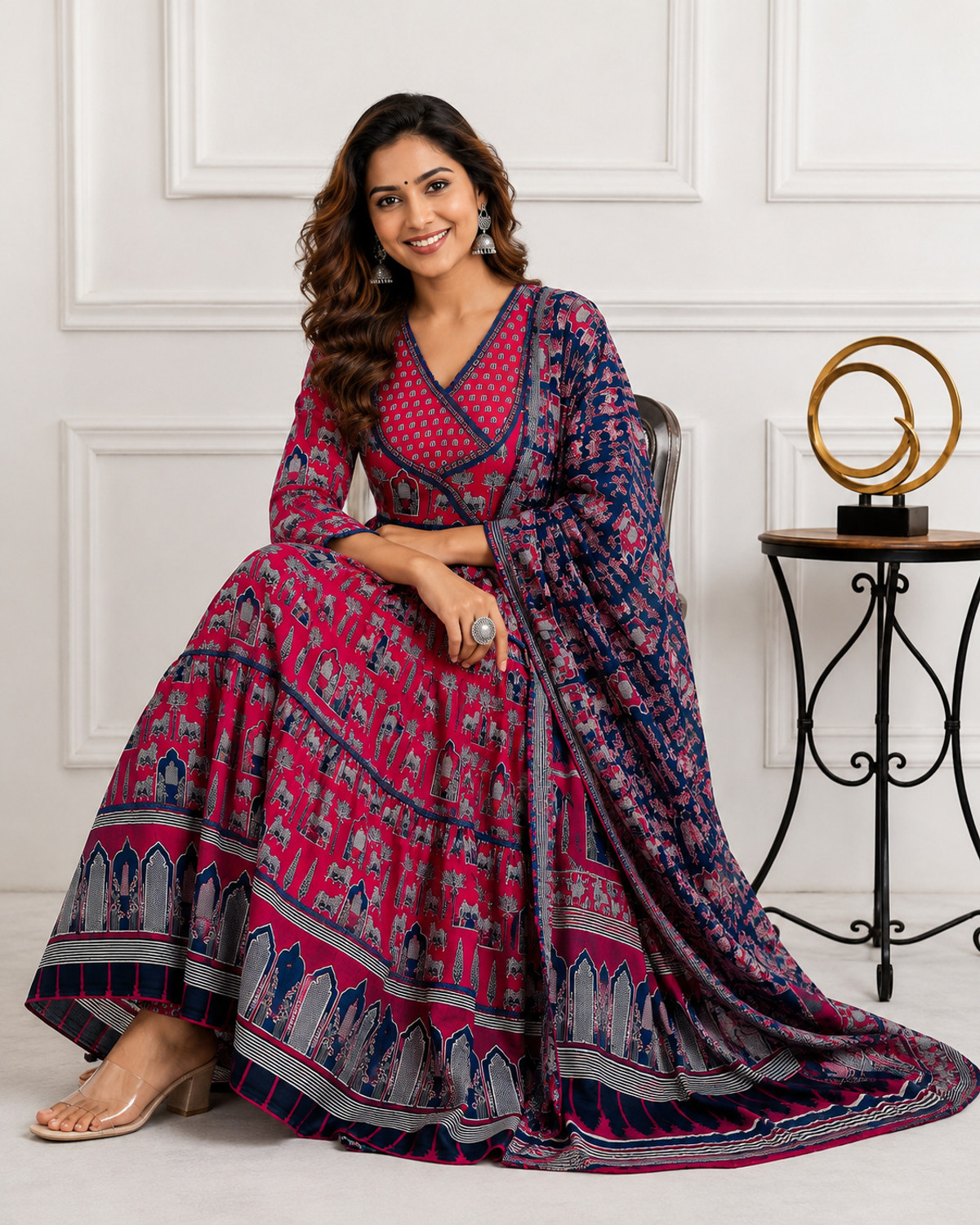 Image of ARMH LIFESTYLE Printed Kurta, Palazzo & Dupatta Set