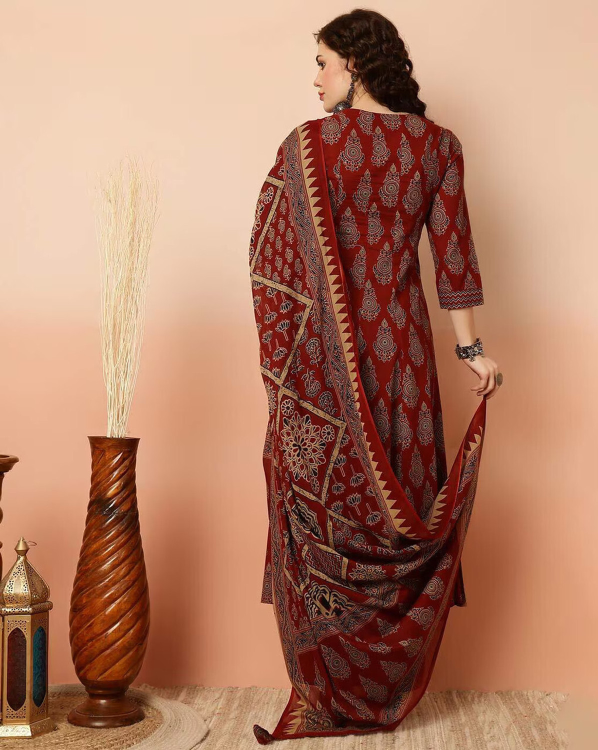 Image of Bairaj Printed Kurta, Trouser /Pant & Dupatta Set