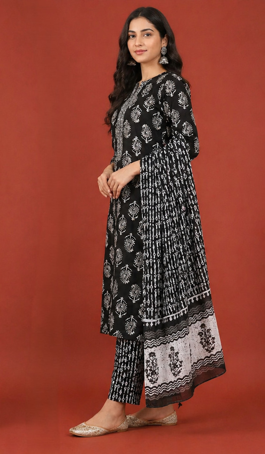 Image of THE Z KARA Printed Kurta, Trouser /Pant & Dupatta Set
