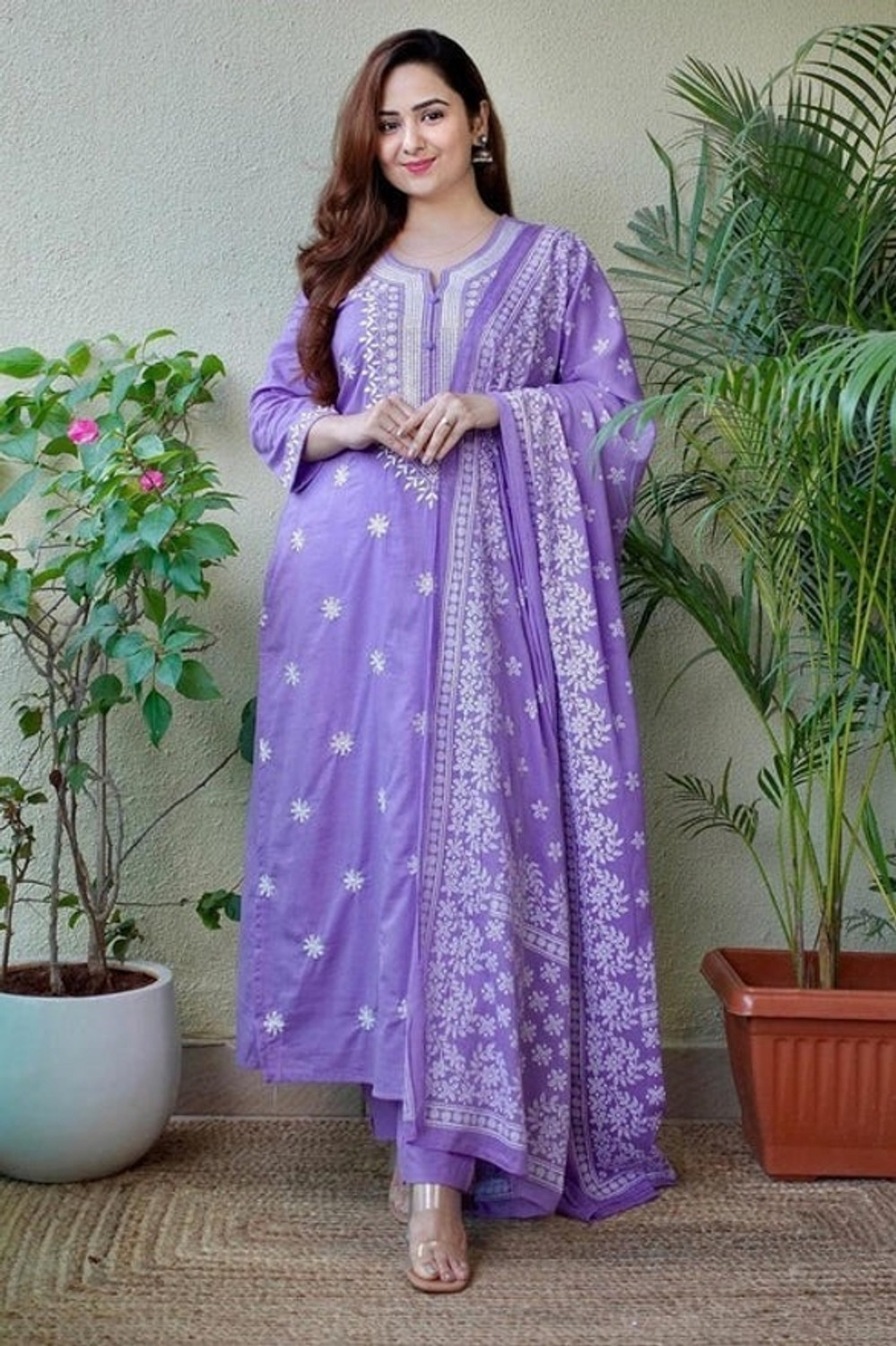 Image of GLOWCROWN Embroidered Kurta, Trouser /Pant & Dupatta Set