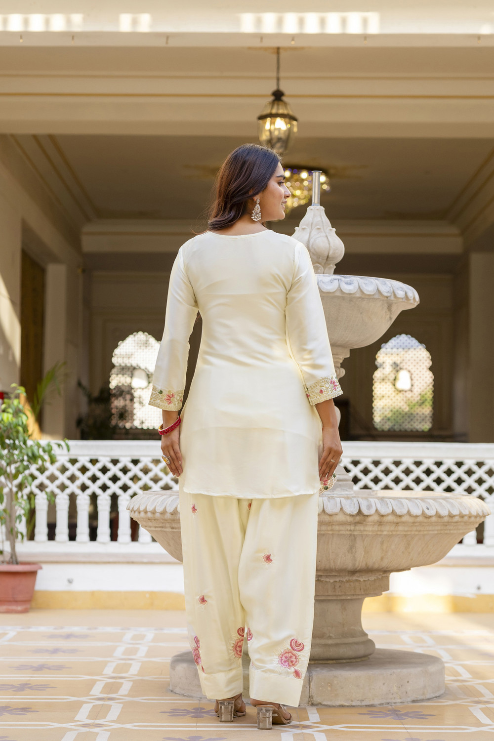 Image of TEAL TITALI Embroidered Kurta, Patiala & Dupatta Set