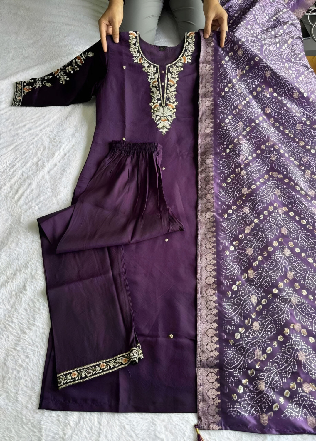 Image of Divastri Embroidered Kurta, Trouser /Pant & Dupatta Set